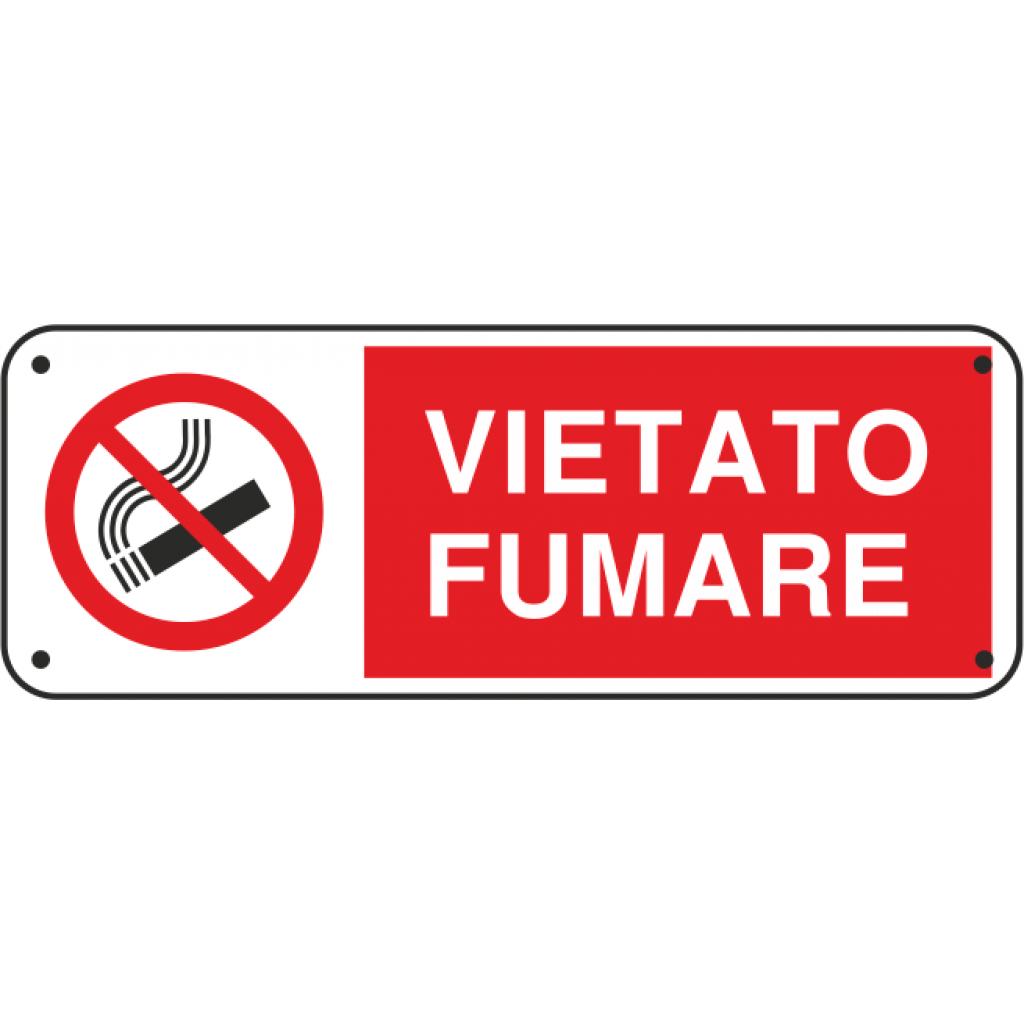 PIXLEMON Cartello Alluminio Vietato Fumare – 30x10 Cm, Rettangolare, Segnaletica Interna/Esterna